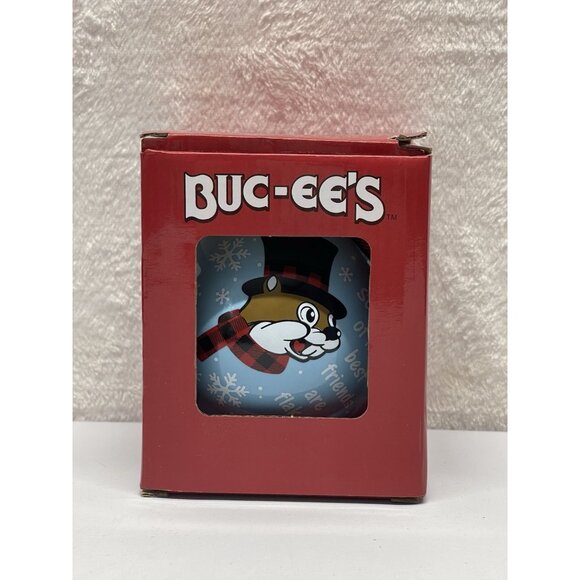Buc-ees Blue Snowflakes Ornament Ceramic Ball Christmas Best Friends Are Flakes - Picture 1 of 5
